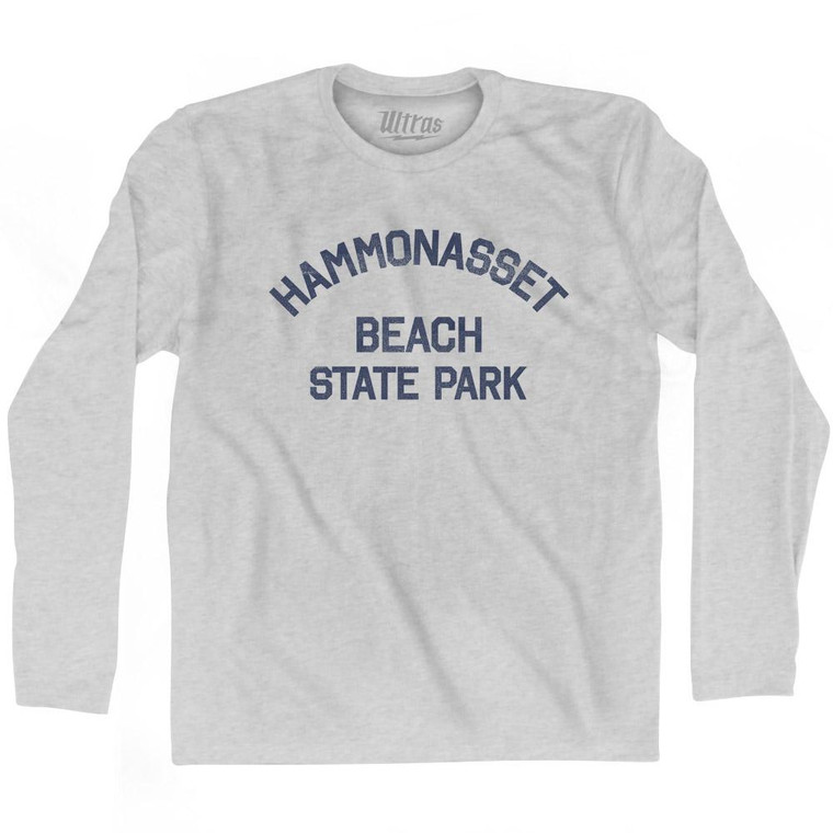 Connecticut Hammonasset Beach State Park Adult Cotton Long Sleeve Vintage T-shirt-Grey Heather