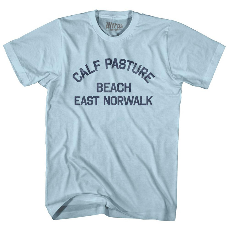 Connecticut Calf Pasture Beach, East Norwalk Adult Cotton Vintage T-shirt - Light Blue