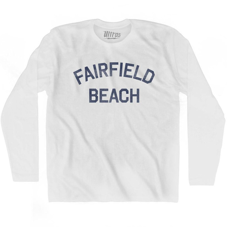 Connecticut Fairfield Beach Adult Cotton Long Sleeve Vintage T-shirt - White