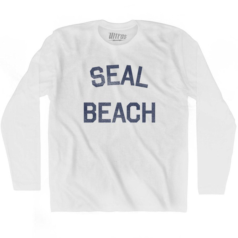 California Seal Beach Adult Cotton Vintage T-shirt - White