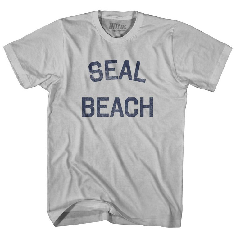 California Seal Beach Adult Cotton Vintage T-shirt - Cool Grey