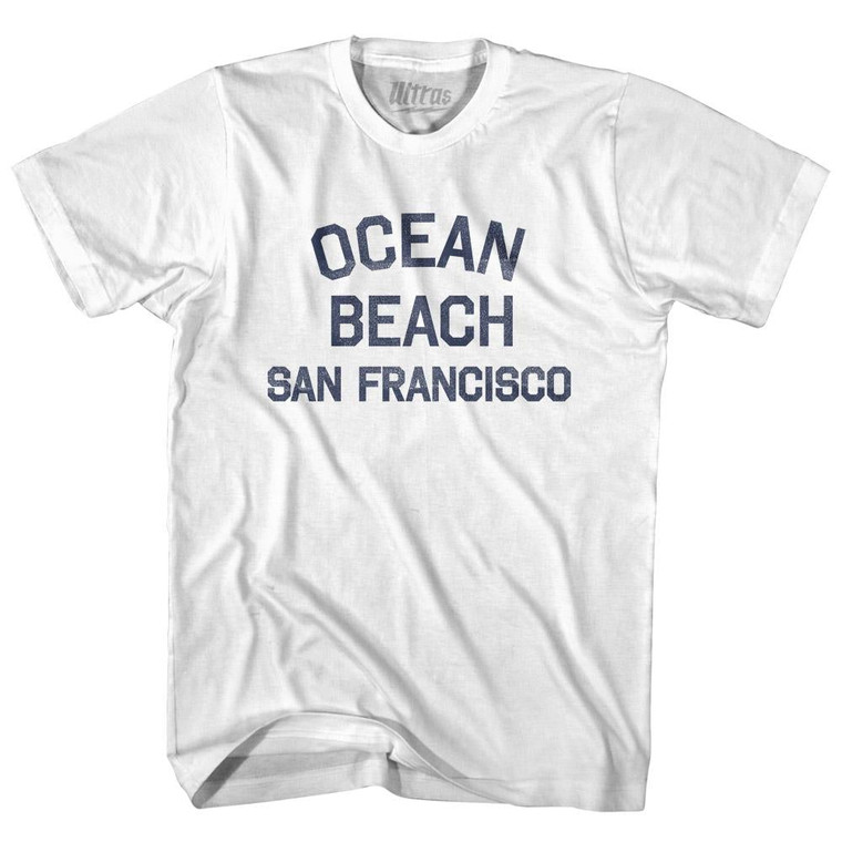California Ocean Beach, San Francisco Adult Cotton Vintage T-shirt - White