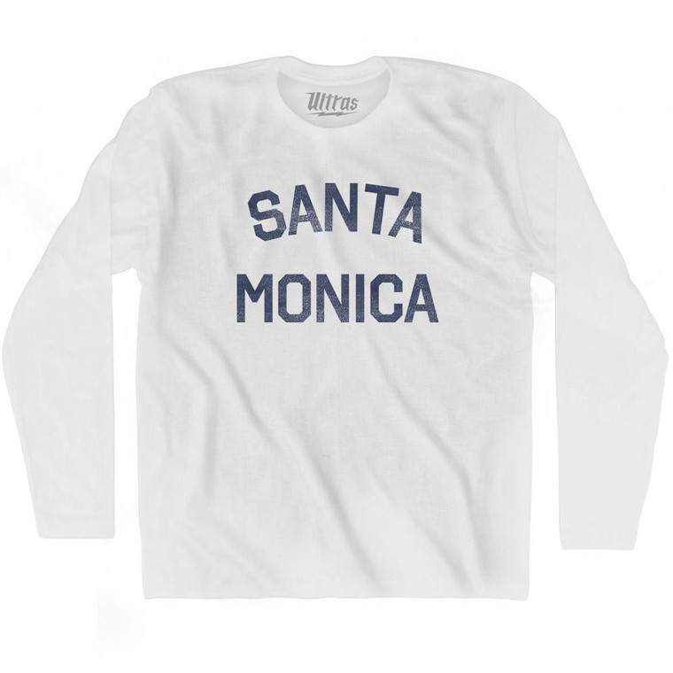 California Santa Monica Adult Cotton Long Sleeve Vintage T-shirt-White