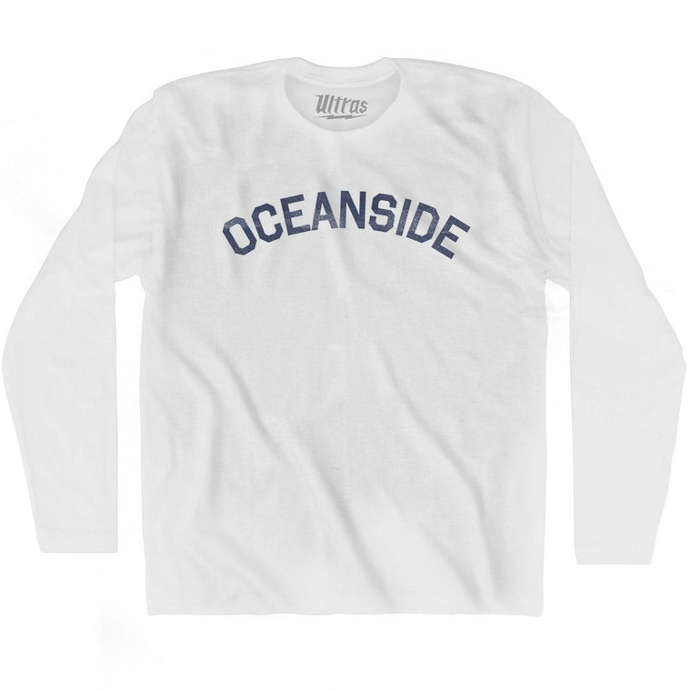 California Oceanside Adult Cotton Long Sleeve Vintage T-shirt - White