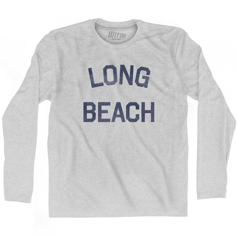 California Long Beach Adult Cotton Long Sleeve Vintage T-shirt - Grey Heather