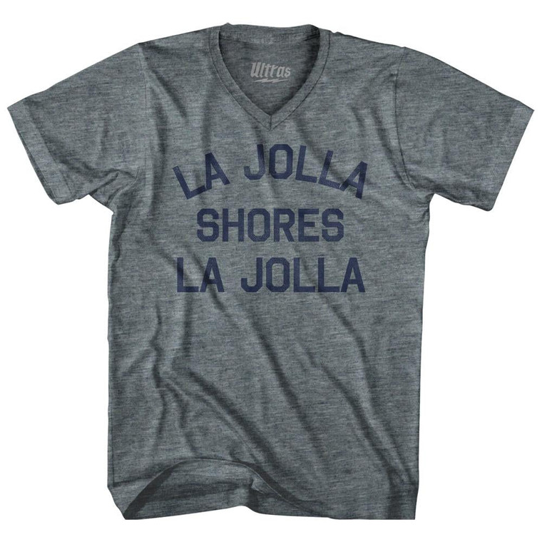 California La Jolla Shores, La jolla Adult Tri-Blend V-neck Womens Junior Cut Vintage T-shirt - Athletic Grey