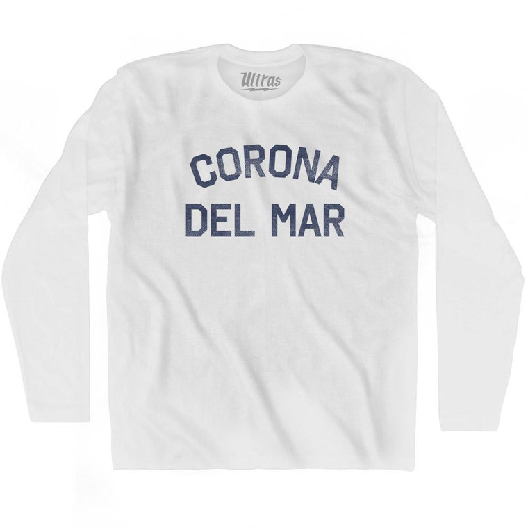 California Corona Del Mar Adult Cotton Long Sleeve Vintage T-shirt - White