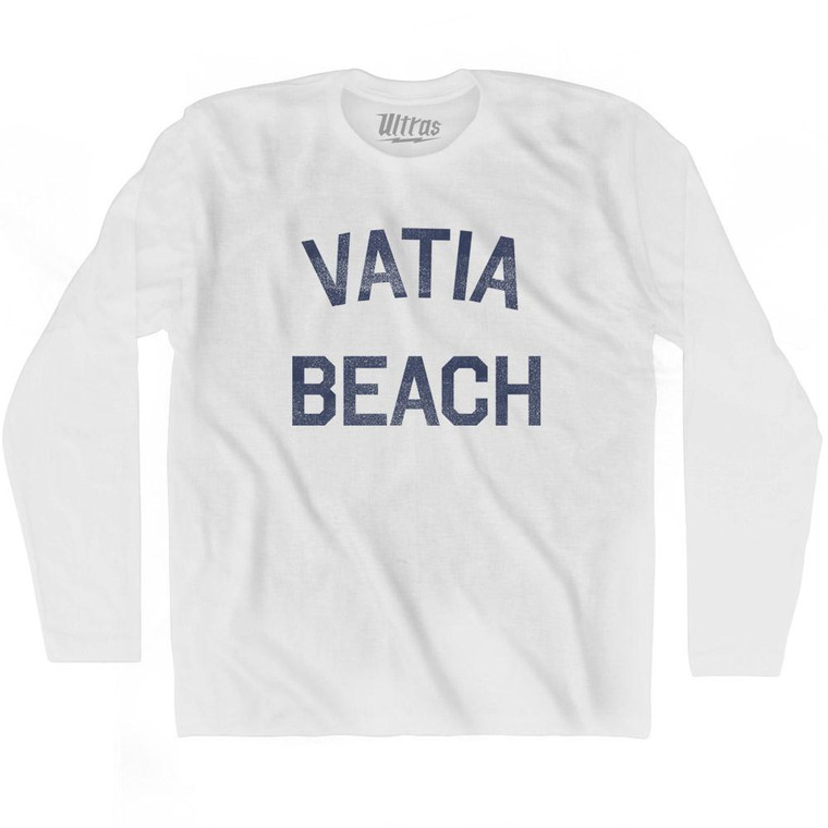 American Samoa Vatia Beach Adult Cotton Long Sleeve Vintage T-shirt - White