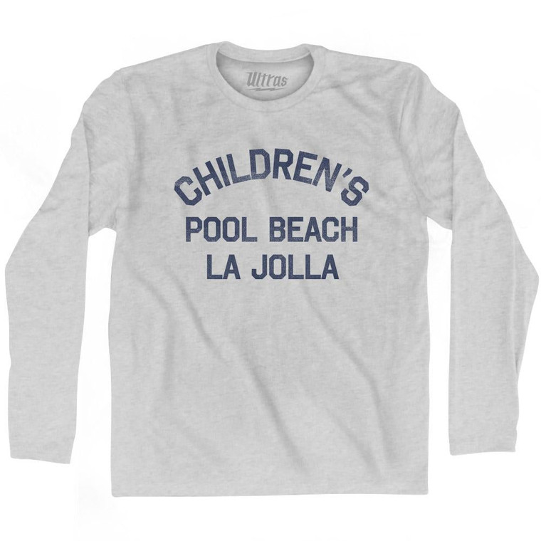 California Children's Pool Beach, La jolla Adult Cotton Long Sleeve Vintage T-shirt - Grey Heather