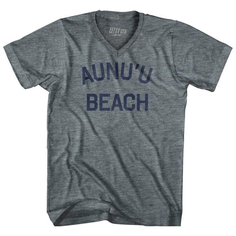 American Samoa Aunu'u Beach Adult Tri-Blend V-neck Vintage T-shirt-Athletic Grey