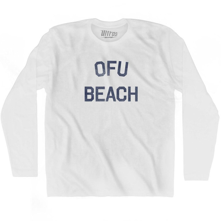 American Samoa Ofu Beach Adult Cotton Long Sleeve Vintage T-shirt - White