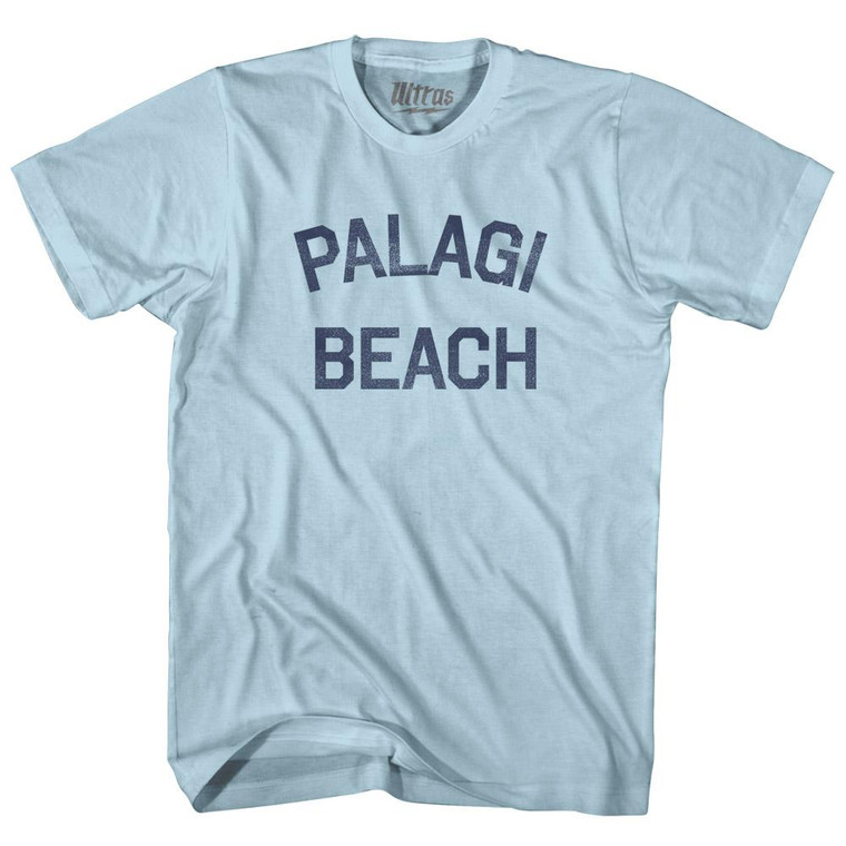 American Samoa Palagi Beach Adult Cotton Vintage T-shirt-Light Blue
