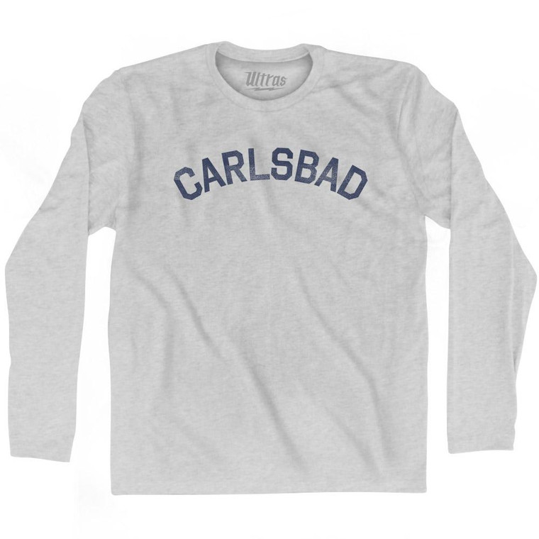 California Carlsbad Adult Cotton Long Sleeve Vintage T-shirt - Grey Heather