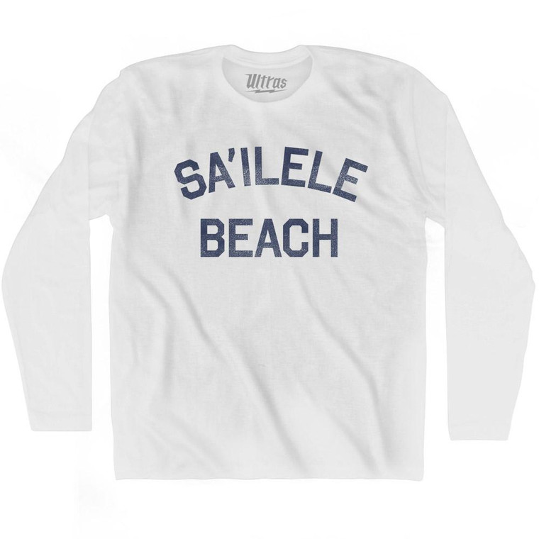 American Samoa Sa'ilele Beach Adult Cotton Long Sleeve Vintage T-shirt - White