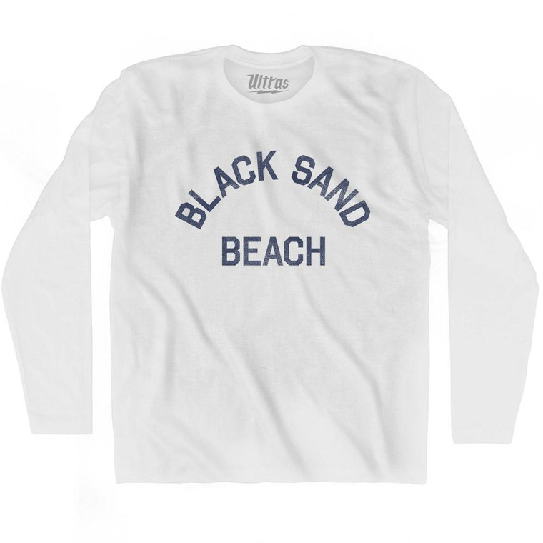 Alaska Black Sand Beach Adult Cotton Long Sleeve Text T-shirt - White