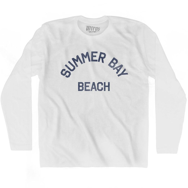 Alaska Summer Bay Beach Adult Cotton Long Sleeve Text T-shirt - White