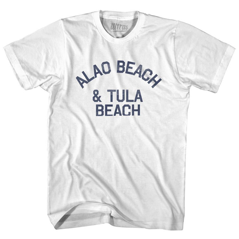 American Samoa Alao Beach & Tula Beach Womens Cotton Junior Cut Vintage T-shirt - White