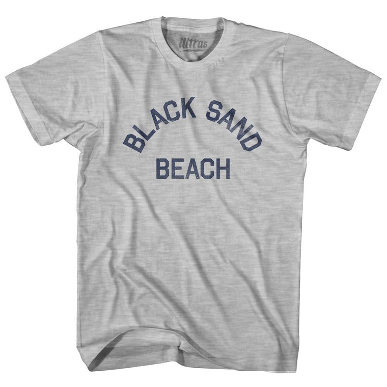 Alaska Black Sand Beach Adult Cotton Text T-shirt - Grey Heather