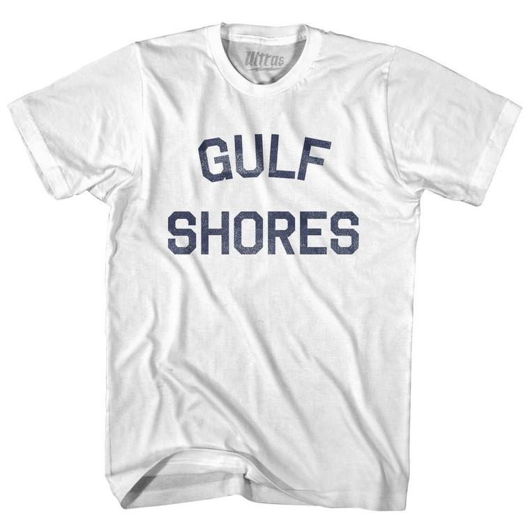 Alabama Gulf Shores Adult Cotton Text T-shirt - White