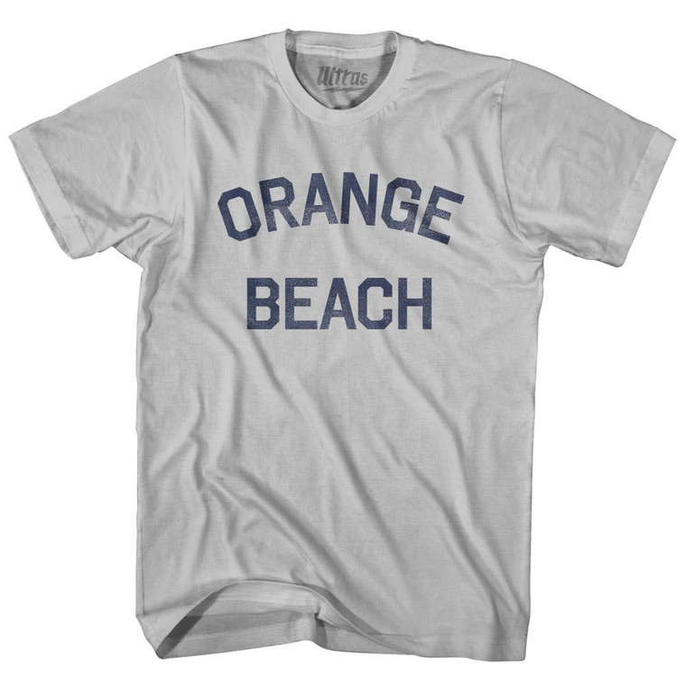 Alabama Orange Beach Adult Cotton Text T-shirt - Cool Grey