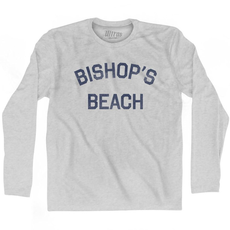 Alaska Bishop's Beach Adult Cotton Long Sleeve Text T-shirt - Grey Heather