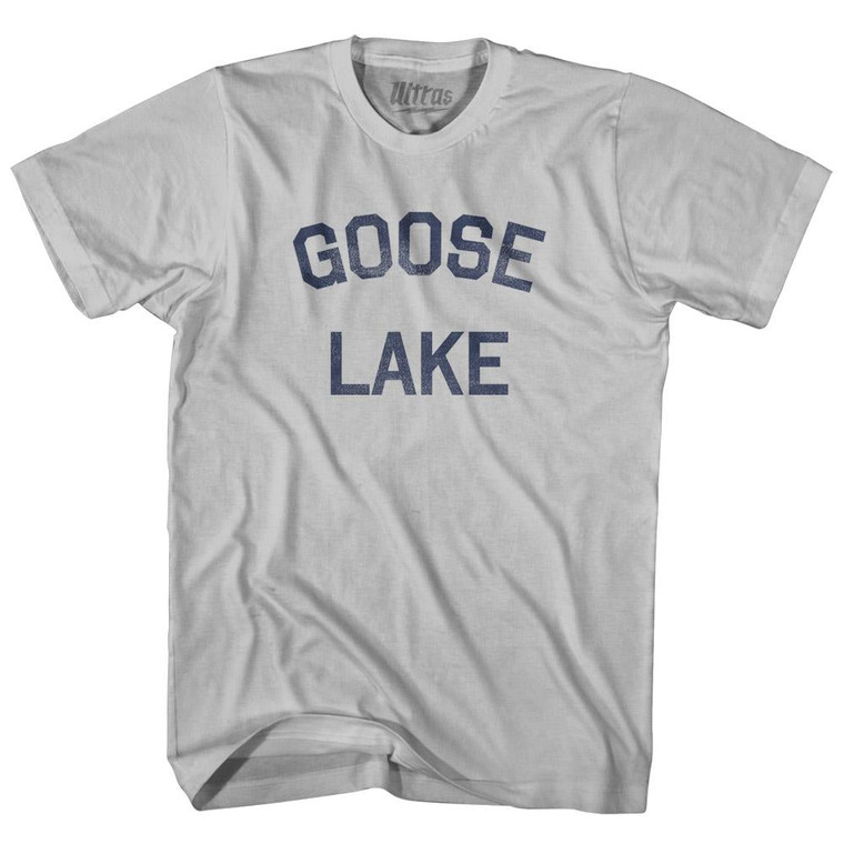 Alaska Goose Lake Adult Cotton Text T-shirt - Cool Grey