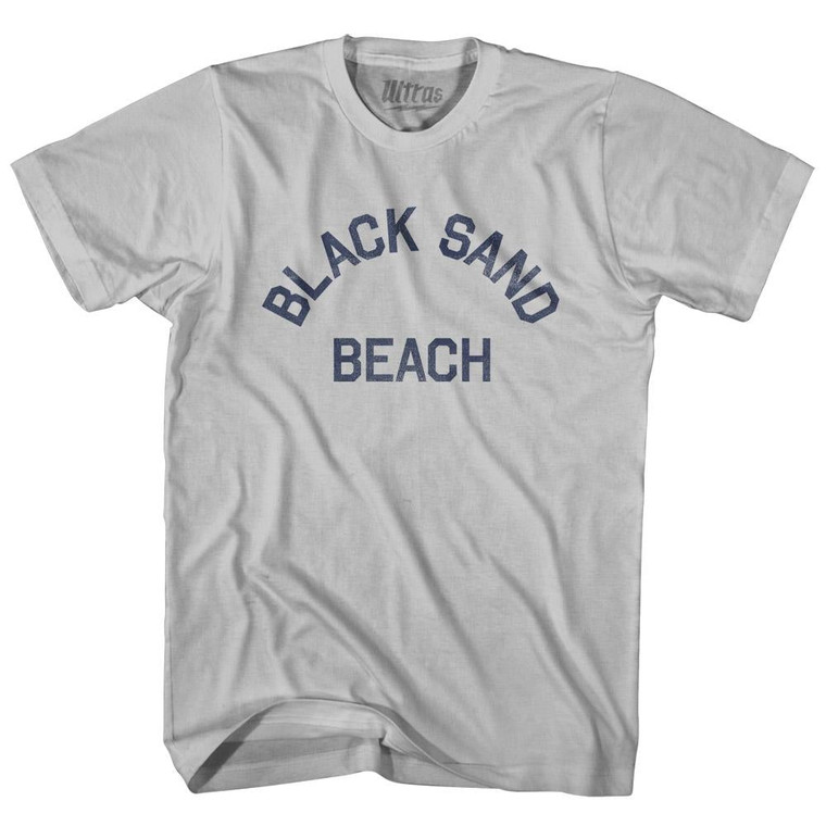 Alaska Black Sand Beach Adult Cotton Text T-shirt - Cool Grey