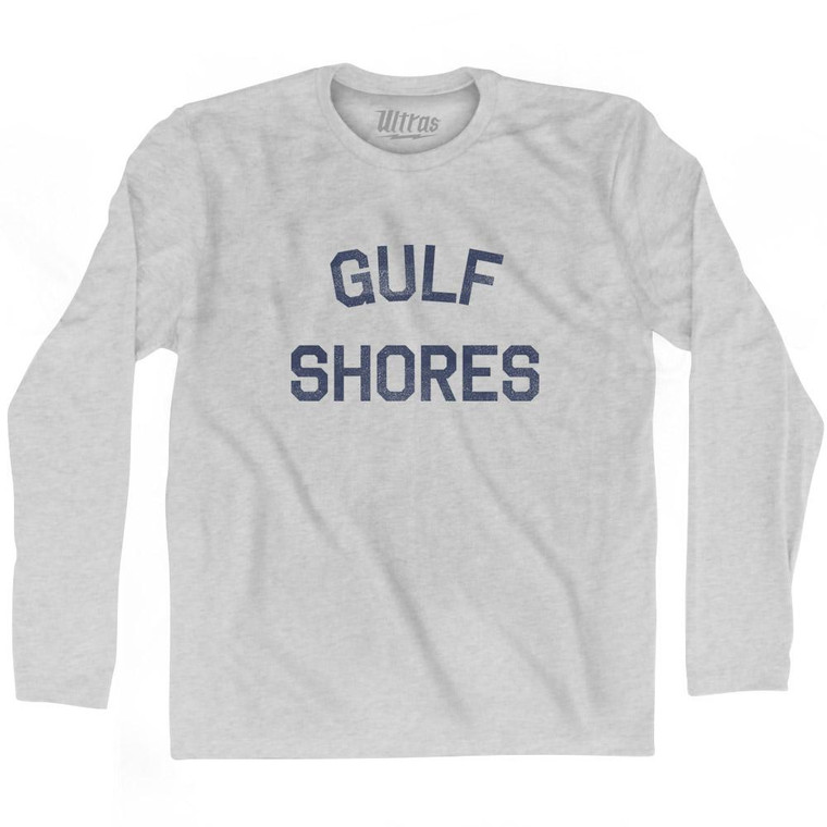 Alabama Gulf Shores Adult Cotton Long Sleeve Text T-shirt - Grey Heather