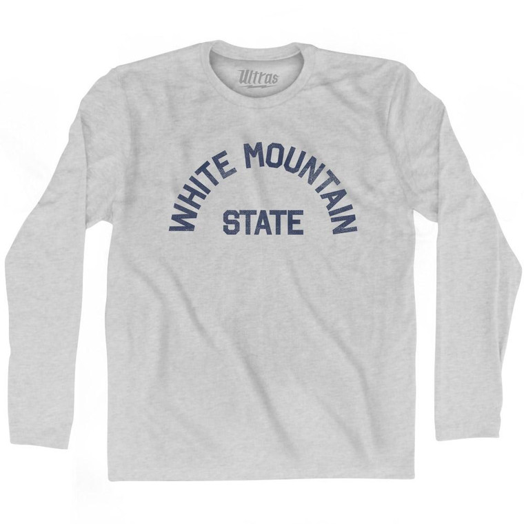 New Hampshire White Mountain State Nickname Adult Cotton Long Sleeve T-shirt - Grey Heather