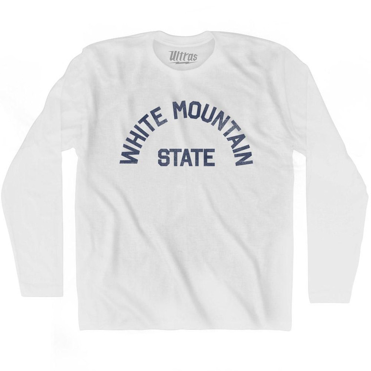 New Hampshire White Mountain State Nickname Adult Cotton Long Sleeve T-shirt-White