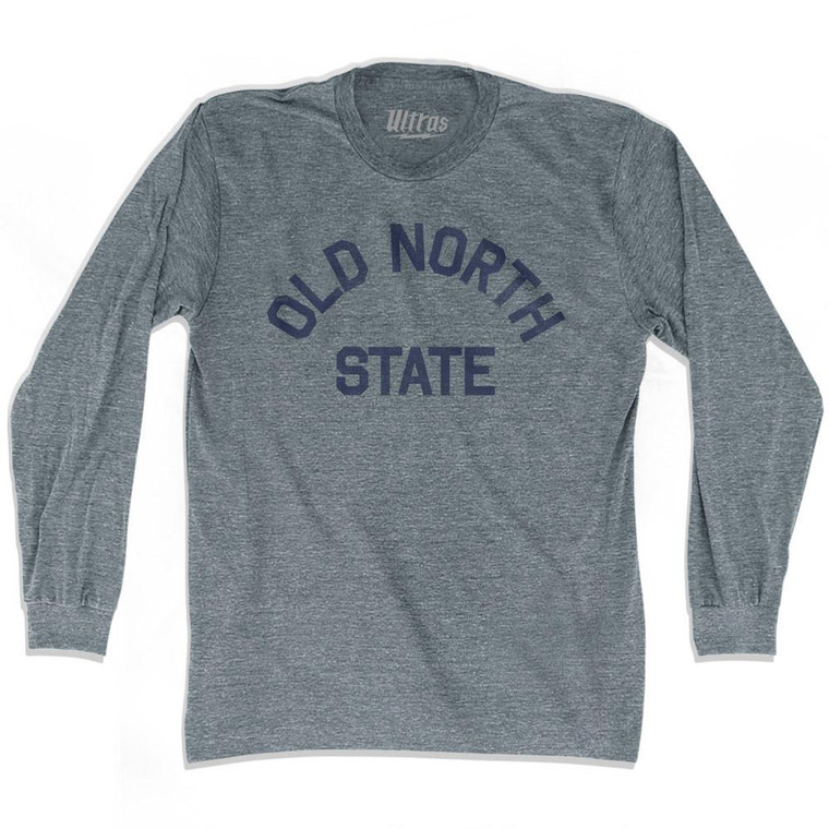 North Carolina Old North State Nickname Adult Tri-Blend Long Sleeve T-shirt-Athletic Grey