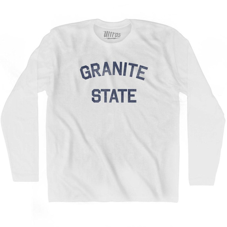 New Hampshire Granite State Nickname Adult Cotton Long Sleeve T-shirt - White