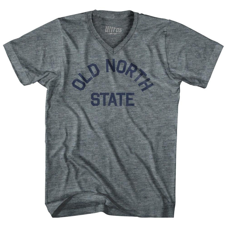 North Carolina Old North State Nickname Adult Tri-Blend V-neck T-shirt - Athletic Grey