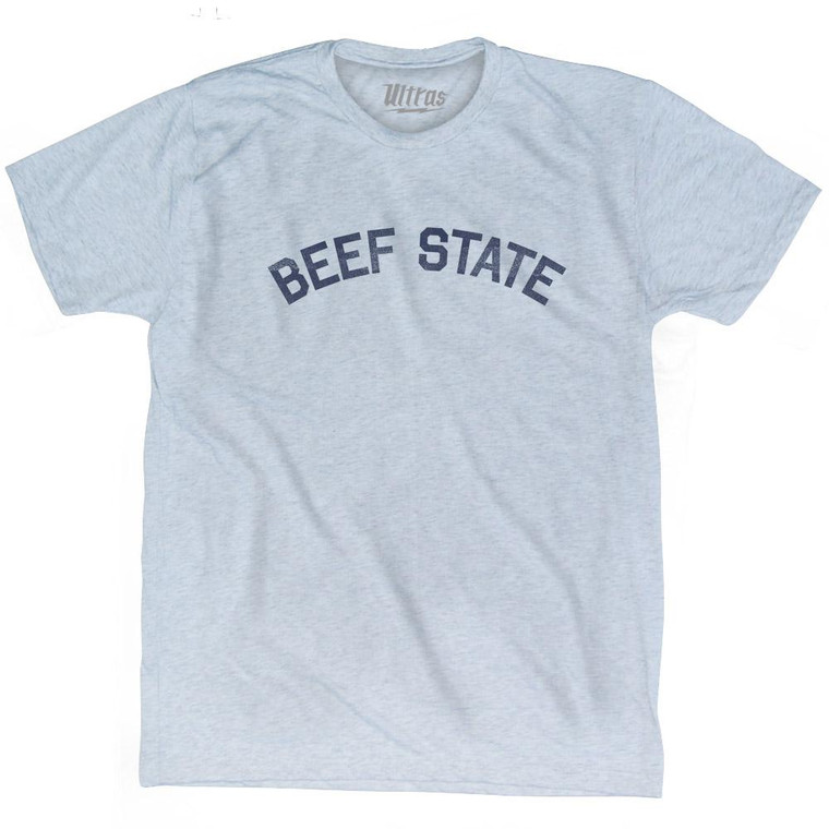 Nebraska Beef State Nickname Adult Tri-Blend T-shirt - Athletic White