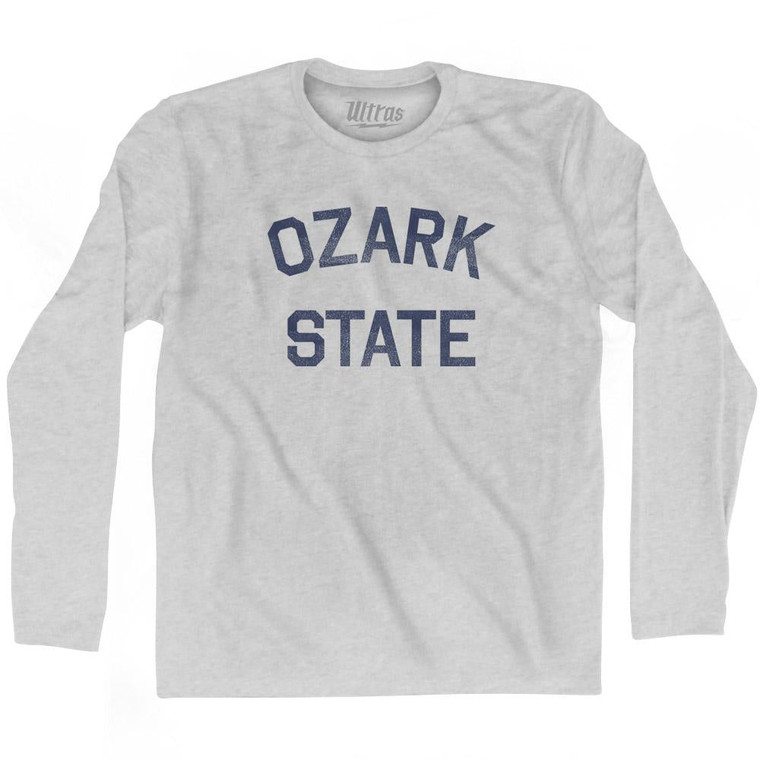 Missouri Ozark State Nickname Adult Cotton Long Sleeve T-shirt-Grey Heather