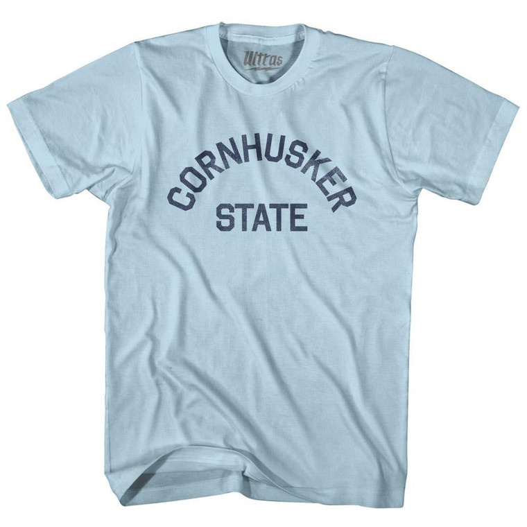 Nebraska Cornhusker State Nickname Adult Cotton T-shirt - Light Blue