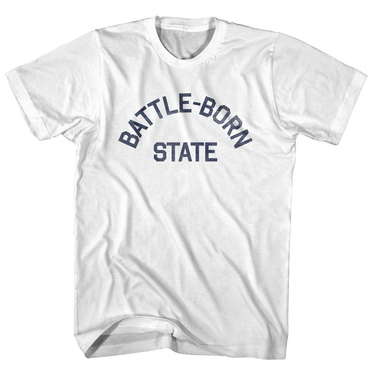Nevada Battle-Born State Nickname Adult Cotton Long Sleeve T-shirt - White