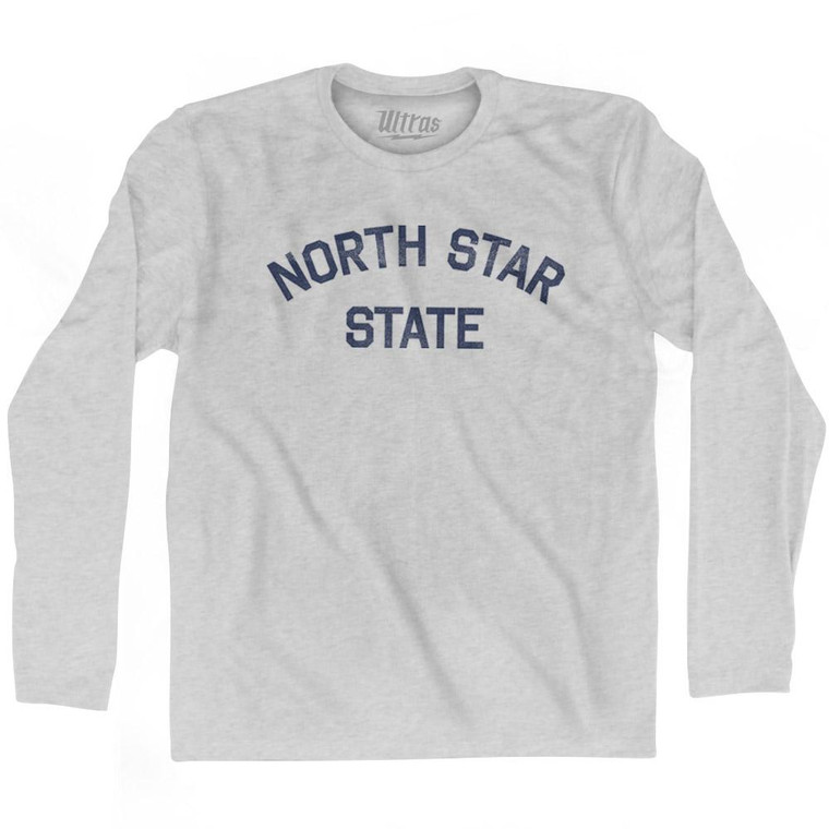 Minnesota North Star Nickname Adult Cotton Long Sleeve T-shirt - Grey Heather