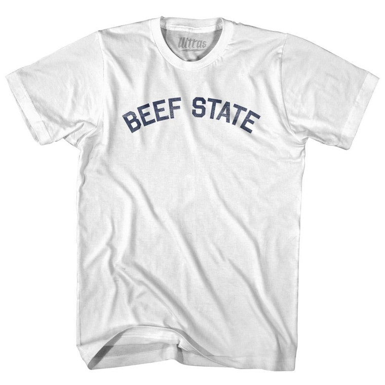 Nebraska Beef State Nickname Adult Cotton T-shirt - White