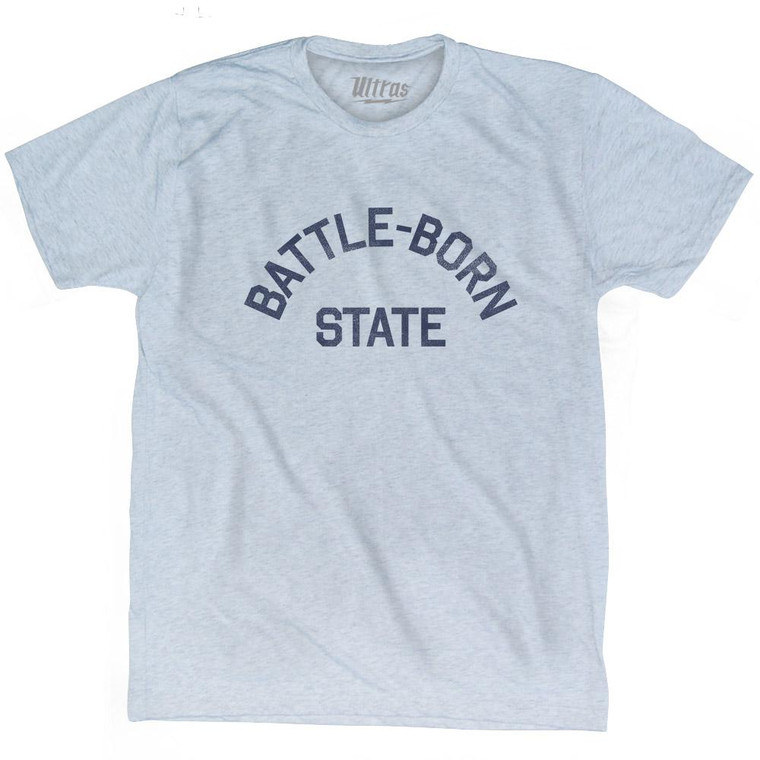 Nevada Battle-Born State Nickname Adult Tri-Blend T-shirt - Athletic White
