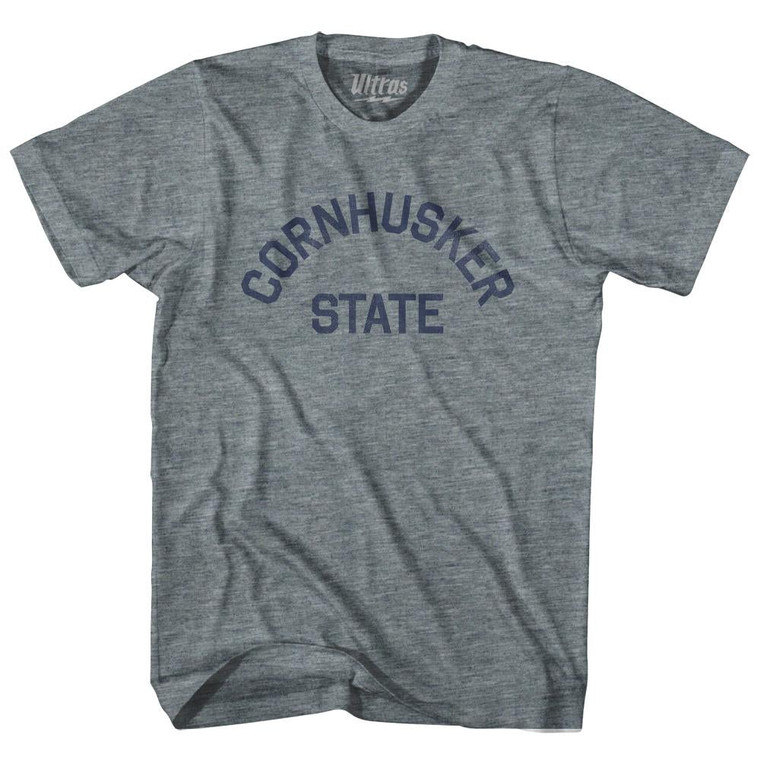 Nebraska Cornhusker State Nickname Womens Tri-Blend Junior Cut T-Shirt - Athletic Grey