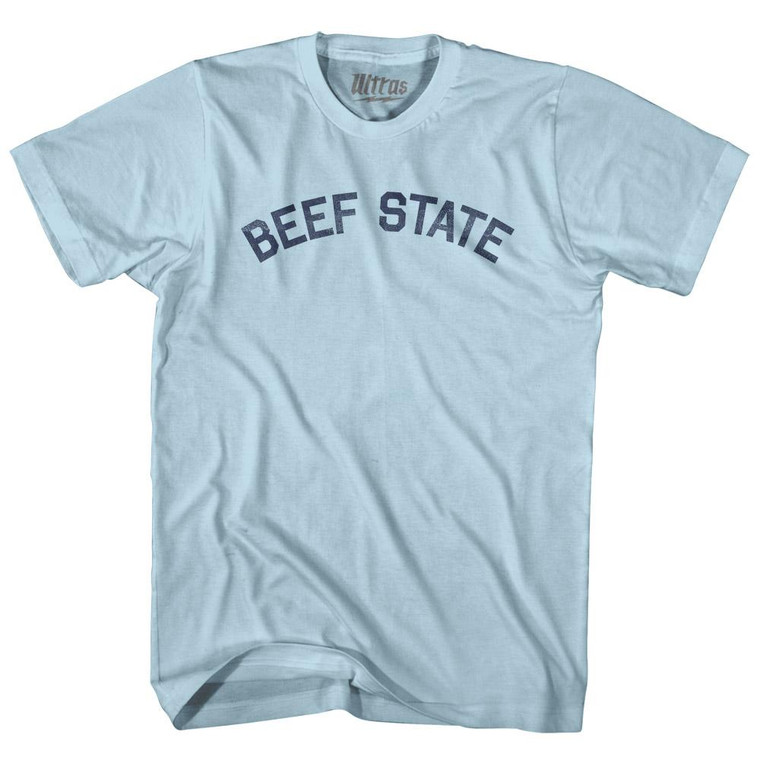 Nebraska Beef State Nickname Adult Cotton T-shirt - Light Blue