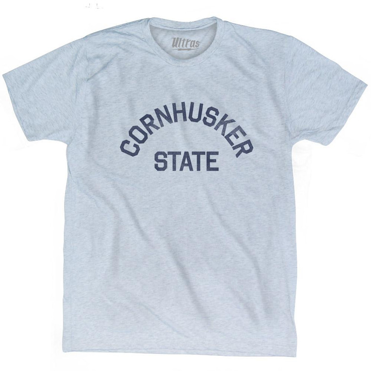 Nebraska Cornhusker State Nickname Adult Tri-Blend T-shirt - Athletic White
