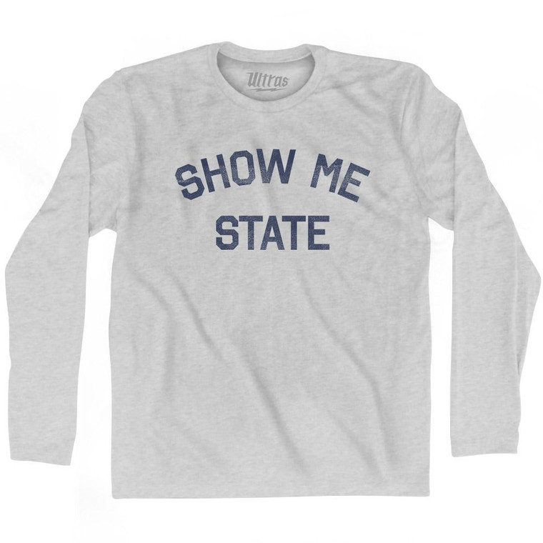 Missouri Show Me State Nickname Adult Cotton Long Sleeve T-shirt - Grey Heather