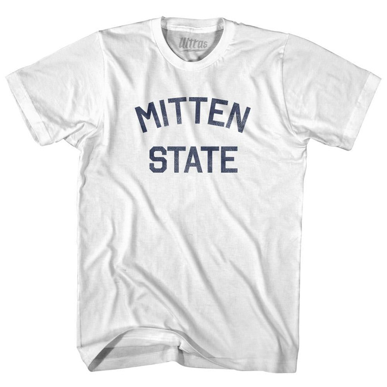 Michigan Mitten State Nickname Womens Cotton Junior Cut T-Shirt - White