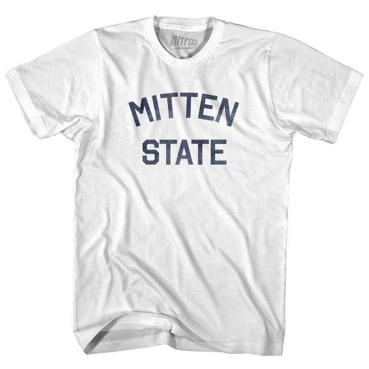 Michigan Mitten State Nickname Adult Cotton T-shirt - White