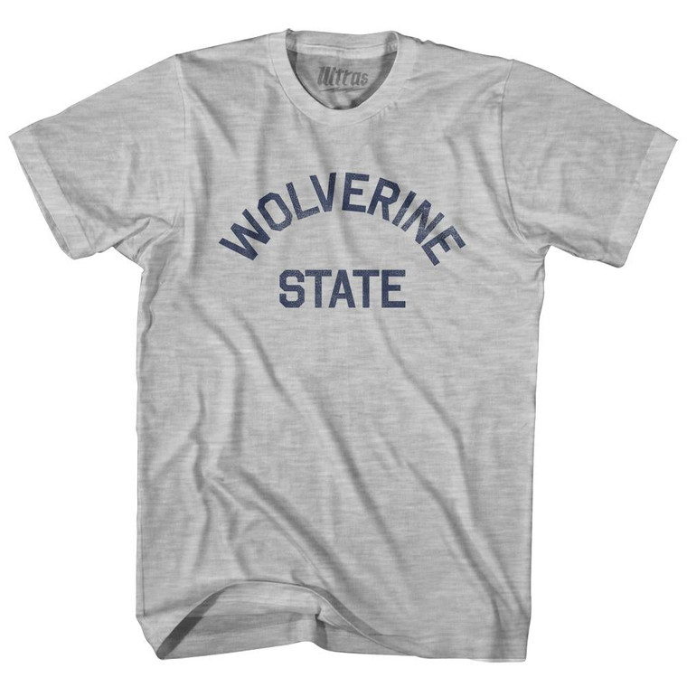 Michigan Wolverine State Nickname Womens Cotton Junior Cut T-Shirt - Grey Heather