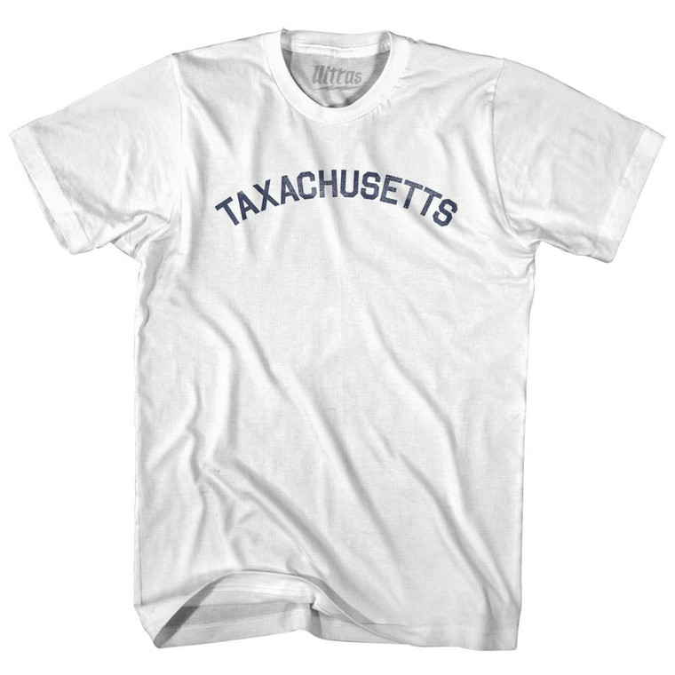 Massachusetts Taxachusetts Nickname Womens Cotton Junior Cut T-Shirt - White
