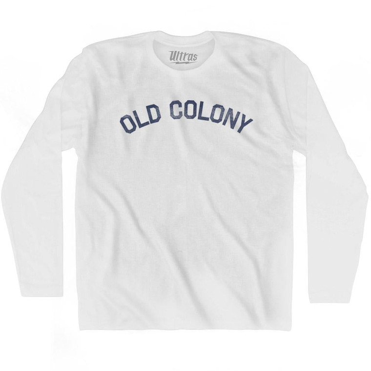 Massachusetts Old Colony Nickname Adult Cotton Long Sleeve T-shirt - White