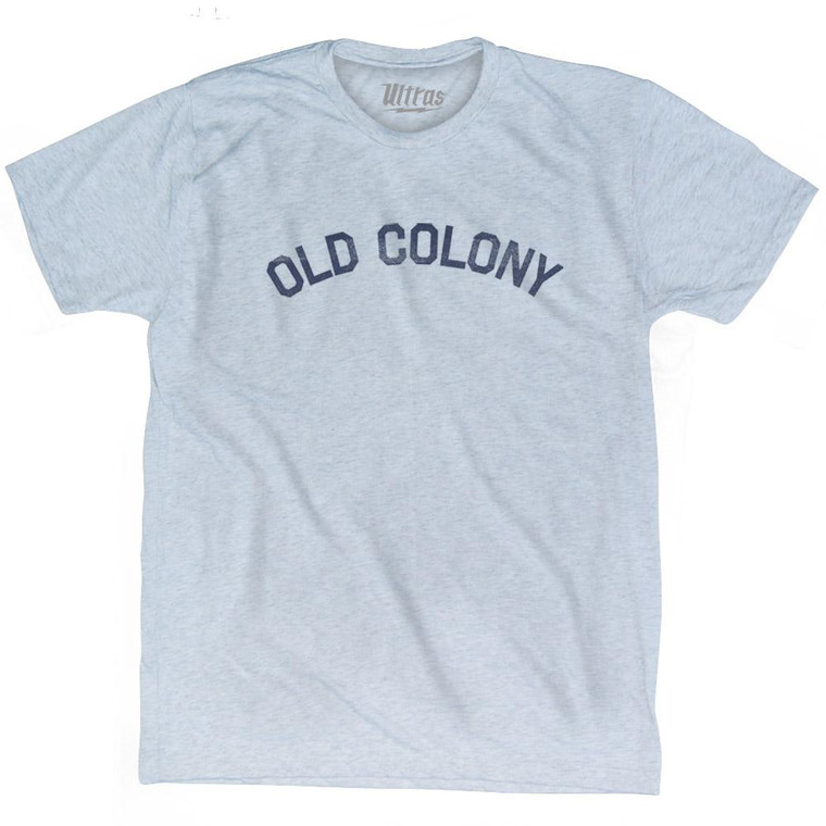 Massachusetts Old Colony Nickname Adult Tri-Blend T-shirt - Athletic White